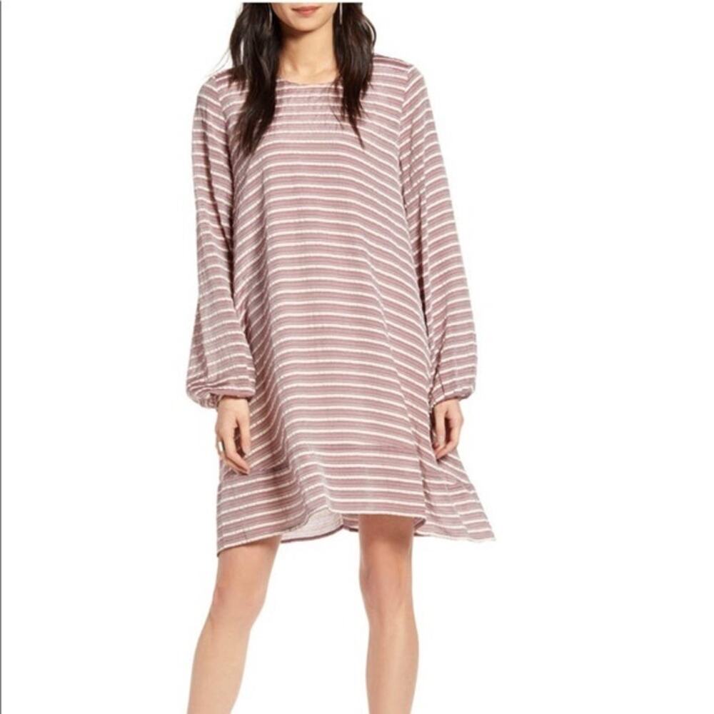 Treasure & Bond Strip Long Sleeve Swing Dress